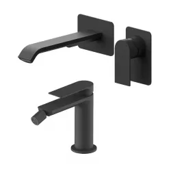 Set miscelatore lavabo a muro canna 20 e bidet nero – Iota