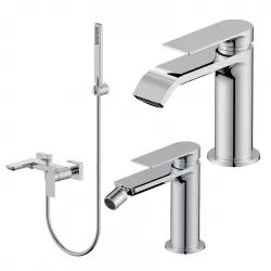 Set miscelatore lavabo e bidet con esterno vasca cromo – Iota