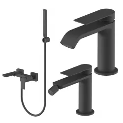 Set miscelatore lavabo e bidet con esterno vasca nero – Iota