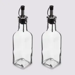 Set 2 bottiglie per olio e aceto in acciaio inox e vetro