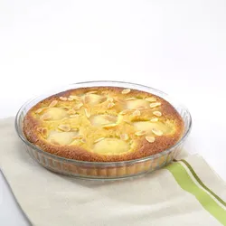 Pirofila rotonda 27 cm in vetro borosilicato con coperchio grigio