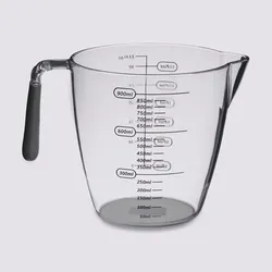 Caraffa graduata 900 ml trasparente e manico antiscivolo