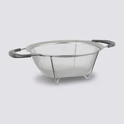 Scolapasta rotondo 22 cm in acciaio inox cromo con maniglie grigio