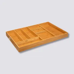 Portaposate 58x38 cm in legno di bambù naturale con portacoltelli