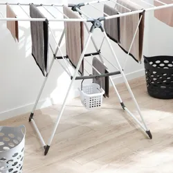 Cestino per molle 23x18h cm bianco con gancio