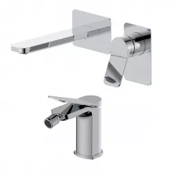 Set miscelatore lavabo a muro canna 20 e bidet cromo – Wing