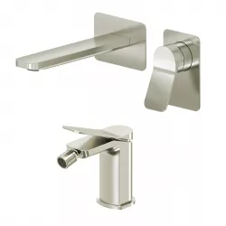 Set miscelatore lavabo a muro canna 20 e bidet spazzolato – Wing