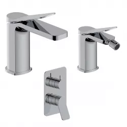 Set miscelatore lavabo e bidet con incasso doccia con deviatore cromo – Wing