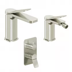 Set miscelatore lavabo e bidet con incasso doccia con deviatore spazzolato – Wing