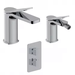 Set miscelatore lavabo e bidet con incasso doccia termostatico con deviatore cromo – Wing