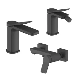 Set miscelatore lavabo e bidet con esterno doccia nero – Wing