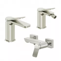 Set miscelatore lavabo e bidet con esterno doccia spazzolato – Wing