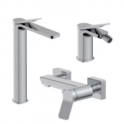 Set miscelatore lavabo alto e bidet con esterno doccia cromo – Wing