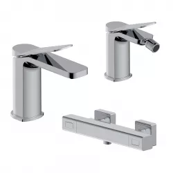 Set miscelatore lavabo e bidet con esterno doccia termostatico cromo – Wing