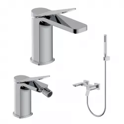 Set miscelatore lavabo e bidet con esterno vasca cromo – Wing