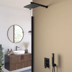 Set incasso doccia con deviatore con braccio doccia 40 cm e soffione 30x20 cm nero – Kyria