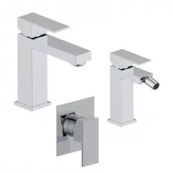 Set miscelatore lavabo e bidet con incasso doccia cromo – Kyria