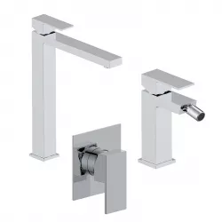 Set miscelatore lavabo alto e bidet con incasso doccia cromo – Kyria