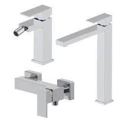 Set miscelatore lavabo alto e bidet con esterno doccia cromo – Kyria