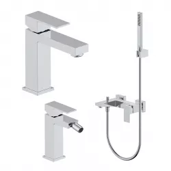 Set miscelatore lavabo e bidet con esterno vasca cromo – Kyria