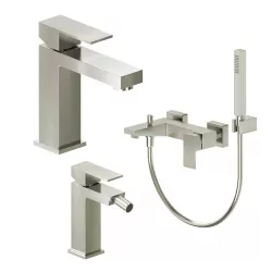 Set miscelatore lavabo e bidet con esterno vasca spazzolato – Kyria