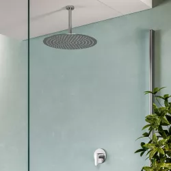 Set incasso doccia con braccio a soffitto 22 cm e soffione 40 cm cromo – Lir