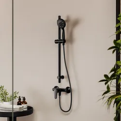 Set esterno doccia e saliscendi con doccino 3 getti nero – Lir