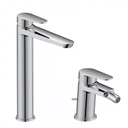 Set miscelatore lavabo alto e bidet con scarico cromo – Lir