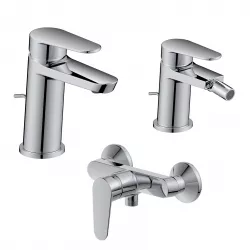 Set miscelatore lavabo e bidet con scarico con esterno doccia cromo – Lir