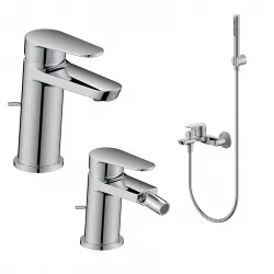 Set miscelatore lavabo e bidet con scarico con esterno vasca cromo – Lir