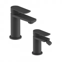 Set miscelatore lavabo e bidet nero – Fluid