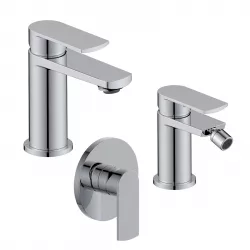 Set miscelatore lavabo e bidet con incasso doccia cromo – Fluid