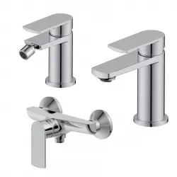 Set miscelatore lavabo e bidet con esterno doccia cromo – Fluid