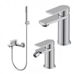 Set miscelatore lavabo e bidet con esterno vasca cromo – Fluid