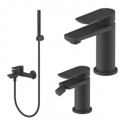 Set miscelatore lavabo e bidet con esterno vasca nero – Fluid