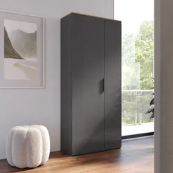 Scarpiera 82x188h cm rovere artisan e grigio titanio lucido con 2 ante - Colt