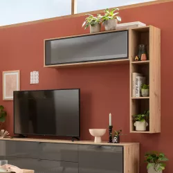 Mobile Porta TV, Armadietti per TV, Tavolino TV Per Salotto Rovere Fumo  100x33x41 cm Legno Multistrato e Acciaio KOS53802 MaisonChic