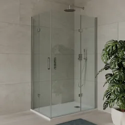 Box doccia 70x80 cm doppio soffietto in cristallo anticalcare trasparente 195h - Tempo Evo