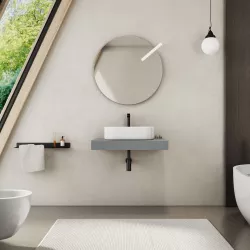 Mensolone bagno 10 h sospeso 80 cm in legno grigio ombra chiaro - Plain