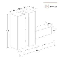 Mobile ingresso reversibile 146x138h cm argilla e bronzo - Clary