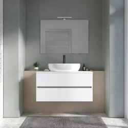 Mobile bagno portalavabo sospeso con cassetti 100 cm bianco opaco con specchio - Cuki