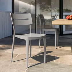 Sedia da giardino impilabile in polipropilene grigio - Deanna