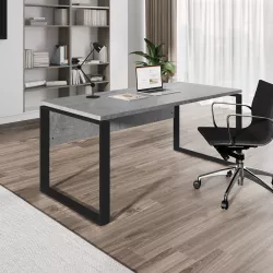 Scrivania 170x80 cm top grigio cemento da 30 mm e gambe in metallo nero - Homely office