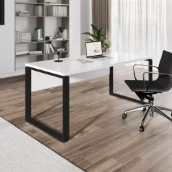 Scrivania 170x80 cm top bianco da 30 mm e gambe in metallo nero - Homely office