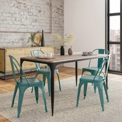 Tavolo stile industrial 150x80 cm top effetto rovere chiaro e struttura in metallo nero - Maxime