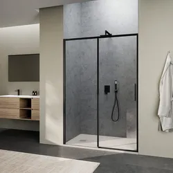 Box doccia nicchia 130 cm scorrevole sx vetro anticalcare trasparente e profilo nero 200h - Kiri