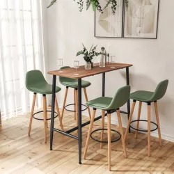 Set 4 sgabelli con seduta in polipropilene verde e gambe in legno - Tallest