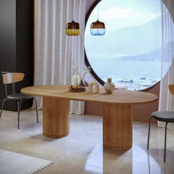 Tavolo 240x110 cm in legno di mango con gambe a colonna cannettate - Bimini