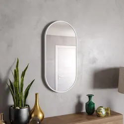 Specchio da interno reversibile 80x40 cm con cornice in alluminio bianco opaco - Finley