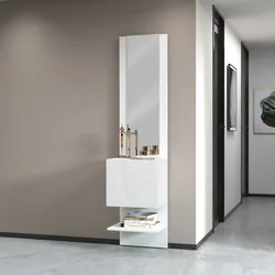 Mobile ingresso 45x190h cm con 1 anta e specchio bianco lucido - Eudora